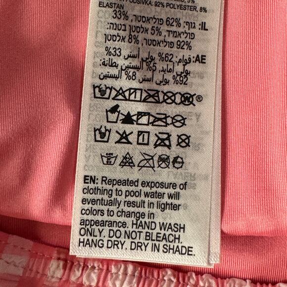 Billabong Small (8) Hi Retro Swim Bottoms High Waisted Lined Plaid Pink Tide New - Picture 8 of 8